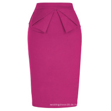 Grace Karin Frauen High Stretchy Hips-Wrapped Vintage Retro Deep Pink Fushia Bleistift Skirt CL010454-6